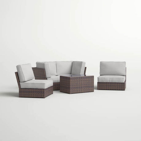 5 - Piece Outdoor Weather Resistant Resin Wicker Sofa Set With Cushions - Serenova - Omega Lifestyles