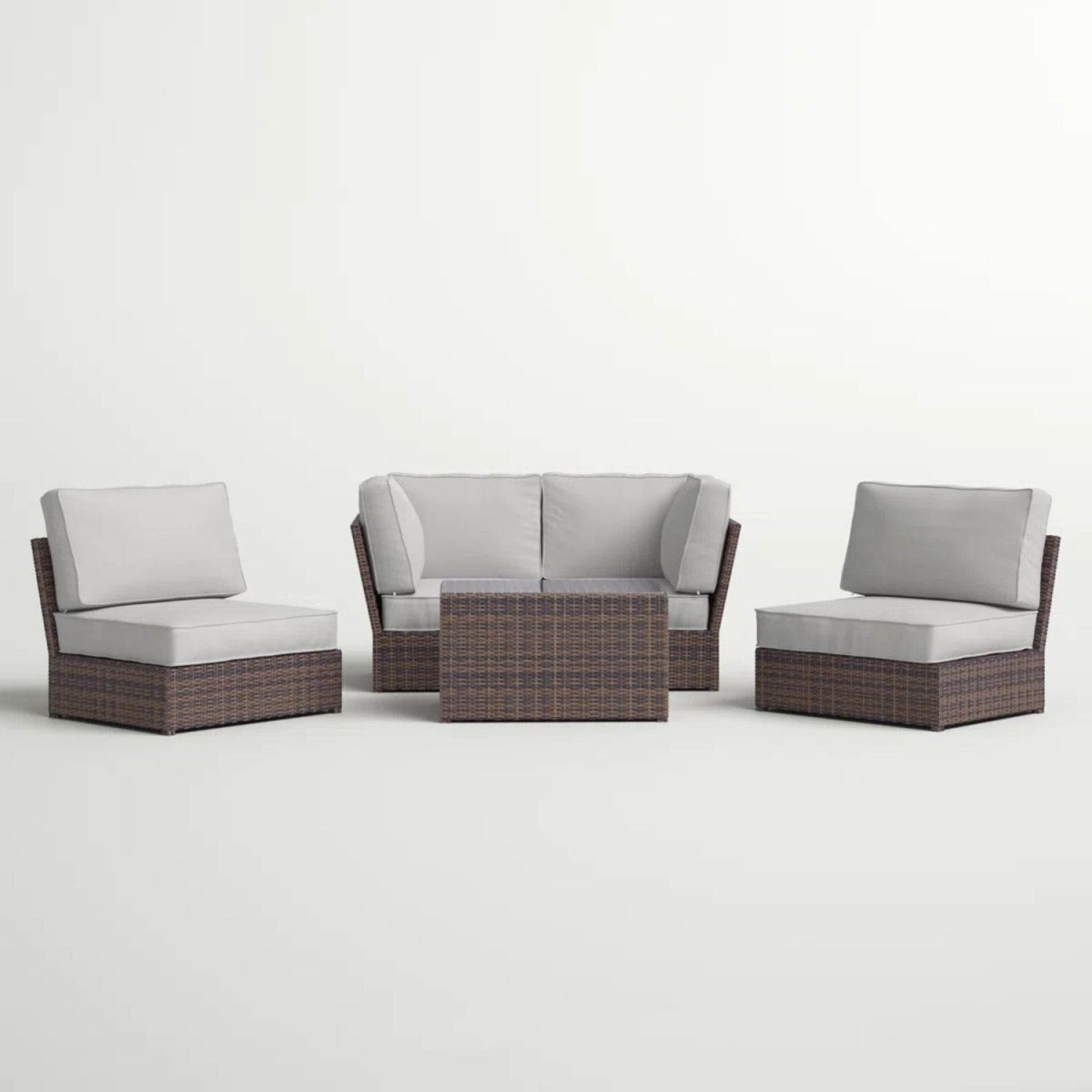 5 - Piece Outdoor Weather Resistant Resin Wicker Sofa Set With Cushions - Serenova - Omega Lifestyles