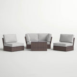 5 - Piece Outdoor Weather Resistant Resin Wicker Sofa Set With Cushions - Serenova - Omega Lifestyles