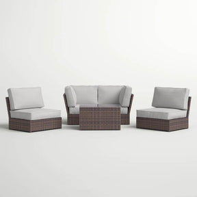 5-Piece Outdoor Weather Resistant Resin Wicker Sofa Set With Cushions - Omega Lifestyles