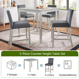 5-Piece Silver Grey Counter Height Dining Table Set - Omega Lifestyles
