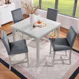 5-Piece Silver Grey Counter Height Dining Table Set - Omega Lifestyles