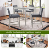 5-Piece Silver Grey Counter Height Dining Table Set - Omega Lifestyles