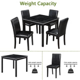 5-Piece Solid Wood Dining Table And Upholstered Chairs Set - Omega Lifestyles