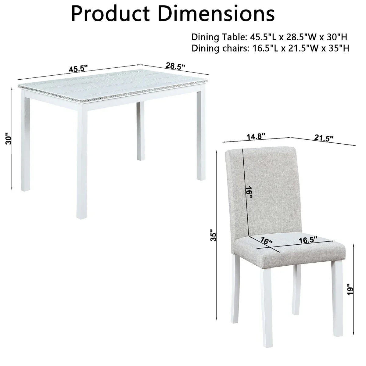 5-Piece Solid Wood Dining Table Set With Upholstered Chairs - Omega Lifestyles