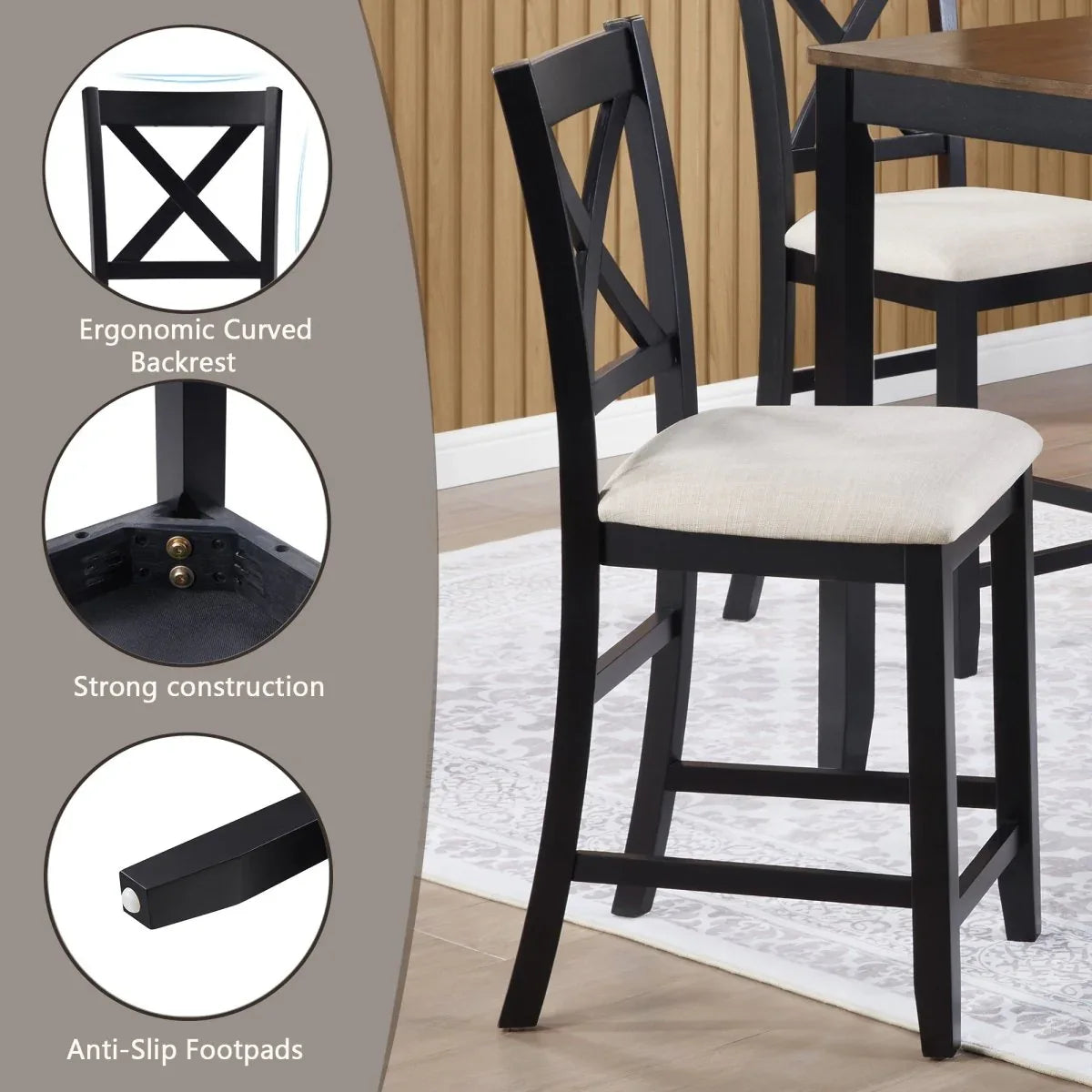 5-Piece Timeless Farmhouse Counter Height Dining Set - Omega Lifestyles