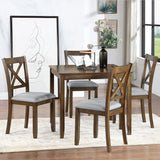 5-Piece Walnut Solid Wood Dining Table Set with Chairs - Omega Lifestyles