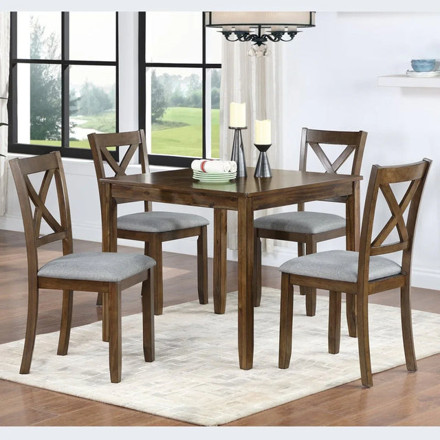 5-Piece Walnut Solid Wood Dining Table Set with Chairs - Omega Lifestyles