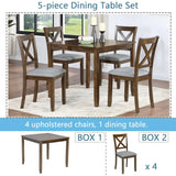 5-Piece Walnut Solid Wood Dining Table Set with Chairs - Omega Lifestyles