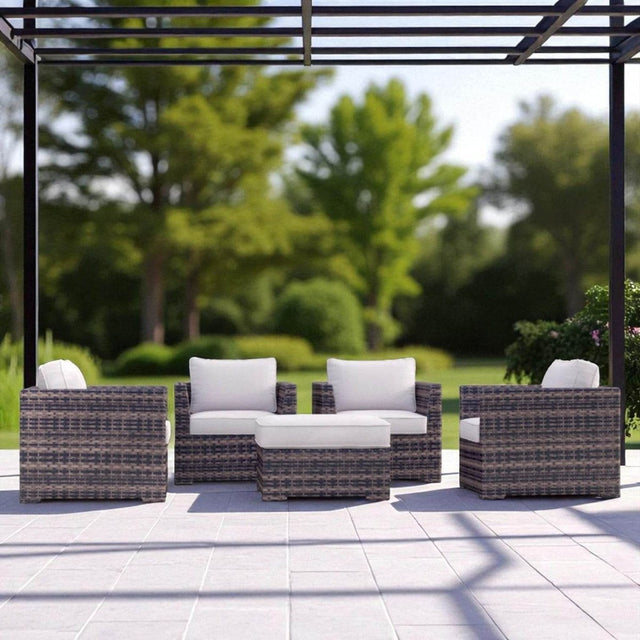 5 - Piece Weather - Resistant Brown Wicker Patio Chair Set - Serenova - Omega Lifestyles