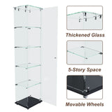 5-Tier Black Tempered Glass Display Cabinet With LED Lighting - Omega Lifestyles