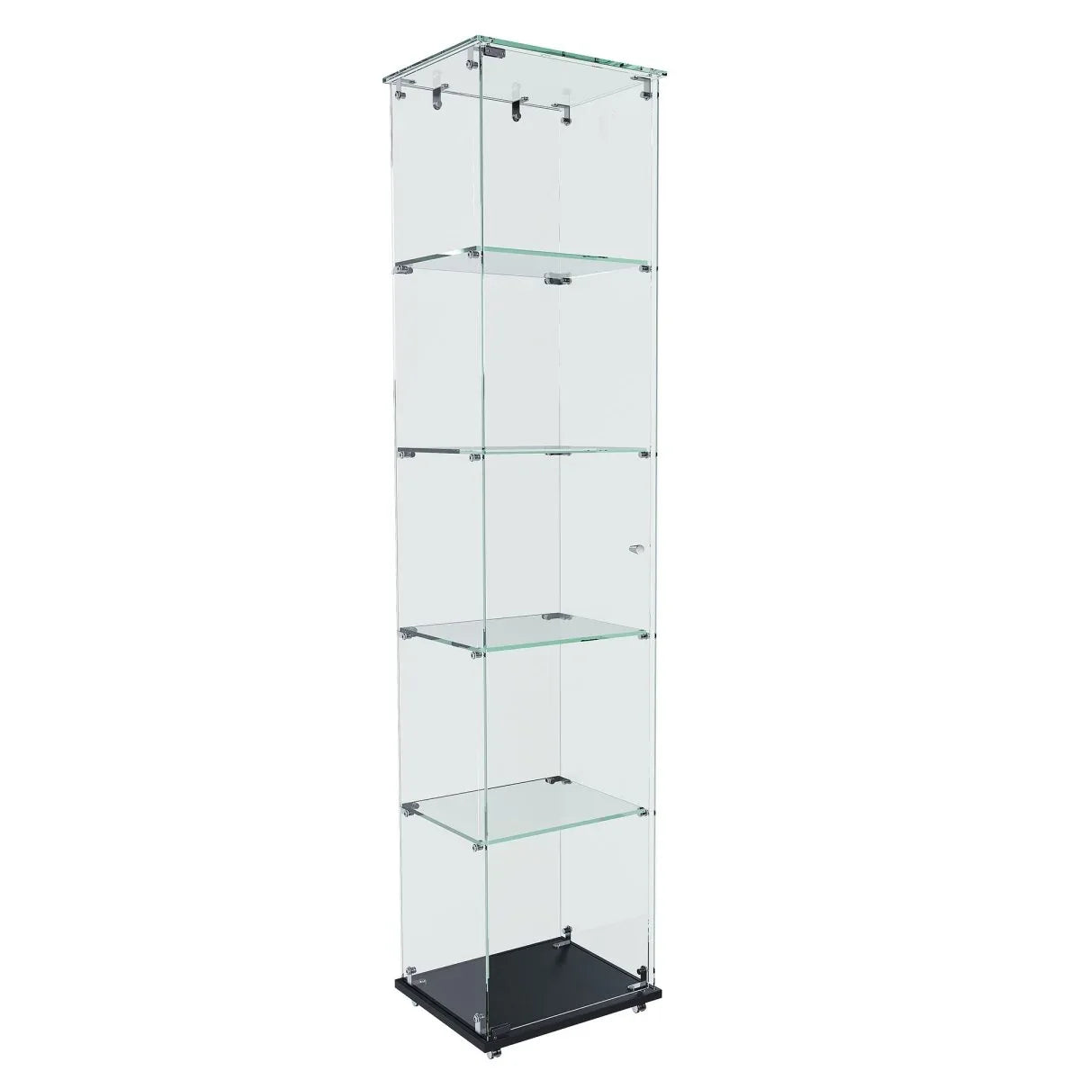 5-Tier Black Tempered Glass Display Cabinet With LED Lighting - Omega Lifestyles