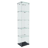 5-Tier Black Tempered Glass Display Cabinet With LED Lighting - Omega Lifestyles