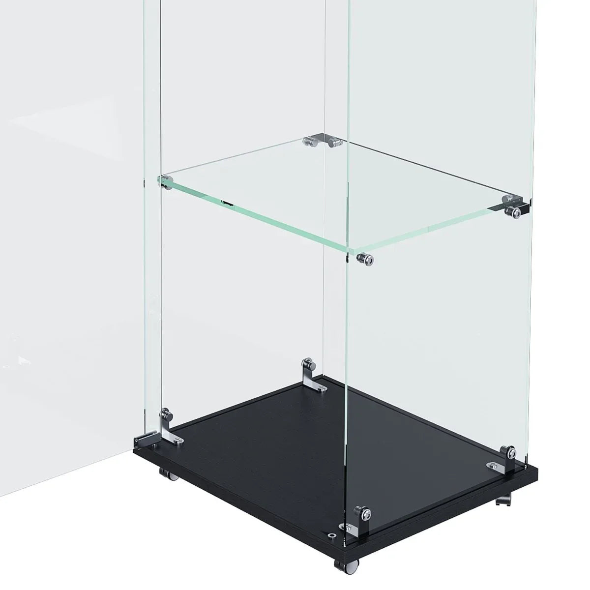 5-Tier Black Tempered Glass Display Cabinet With LED Lighting - Omega Lifestyles