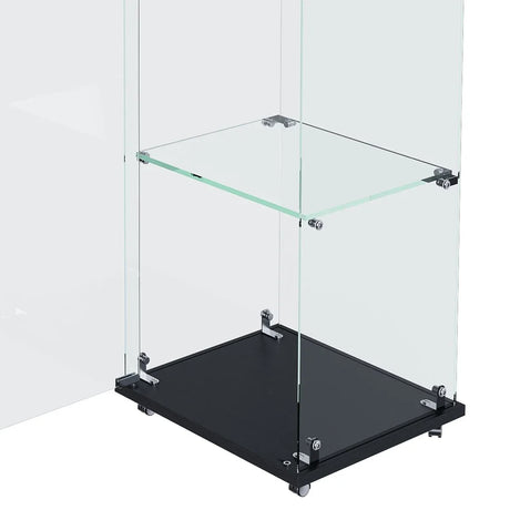 5-Tier Black Tempered Glass Display Cabinet With LED Lighting - Omega Lifestyles