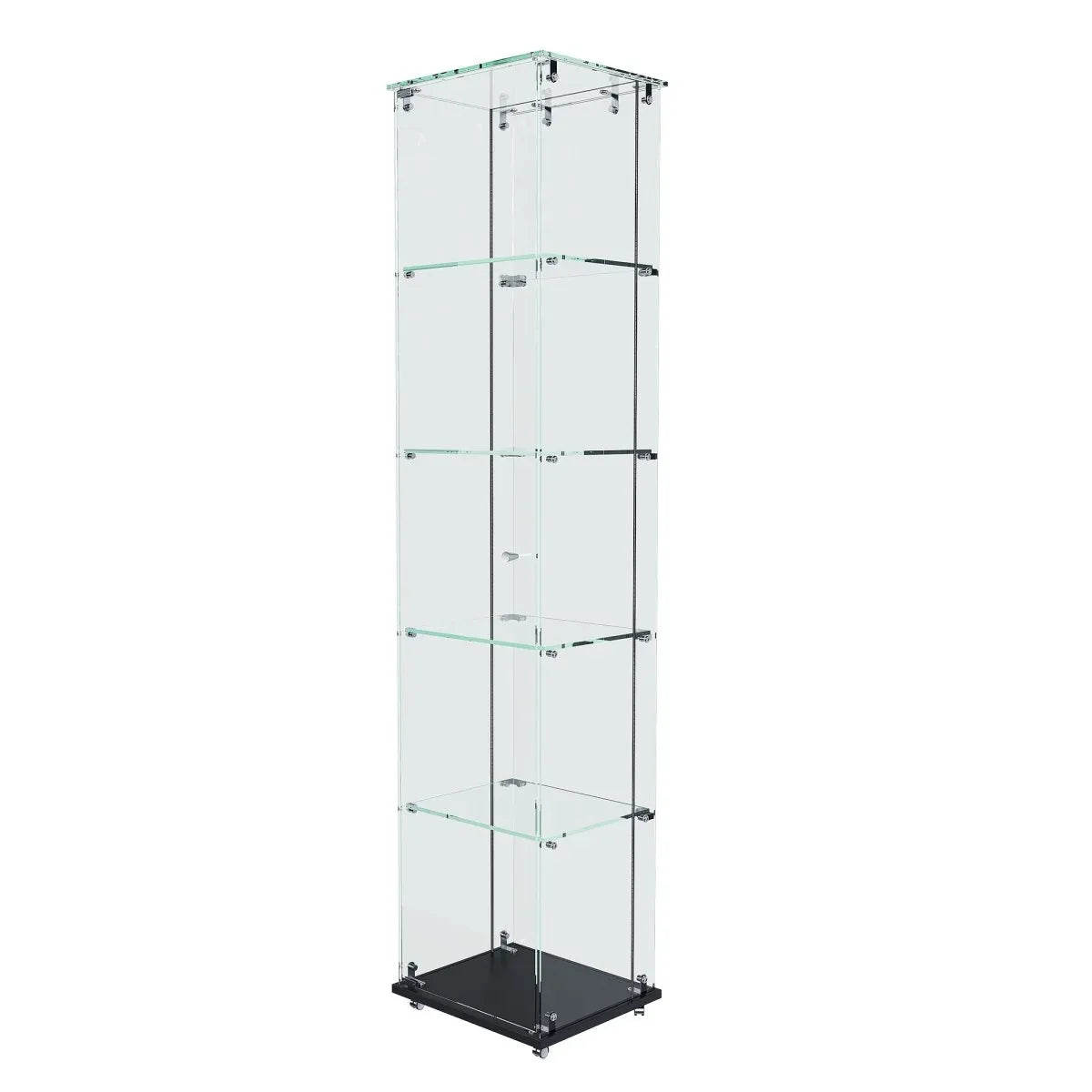 5-Tier Black Tempered Glass Display Cabinet With LED Lighting - Omega Lifestyles