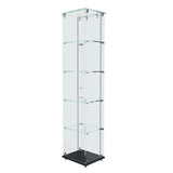 5-Tier Black Tempered Glass Display Cabinet With LED Lighting - Omega Lifestyles