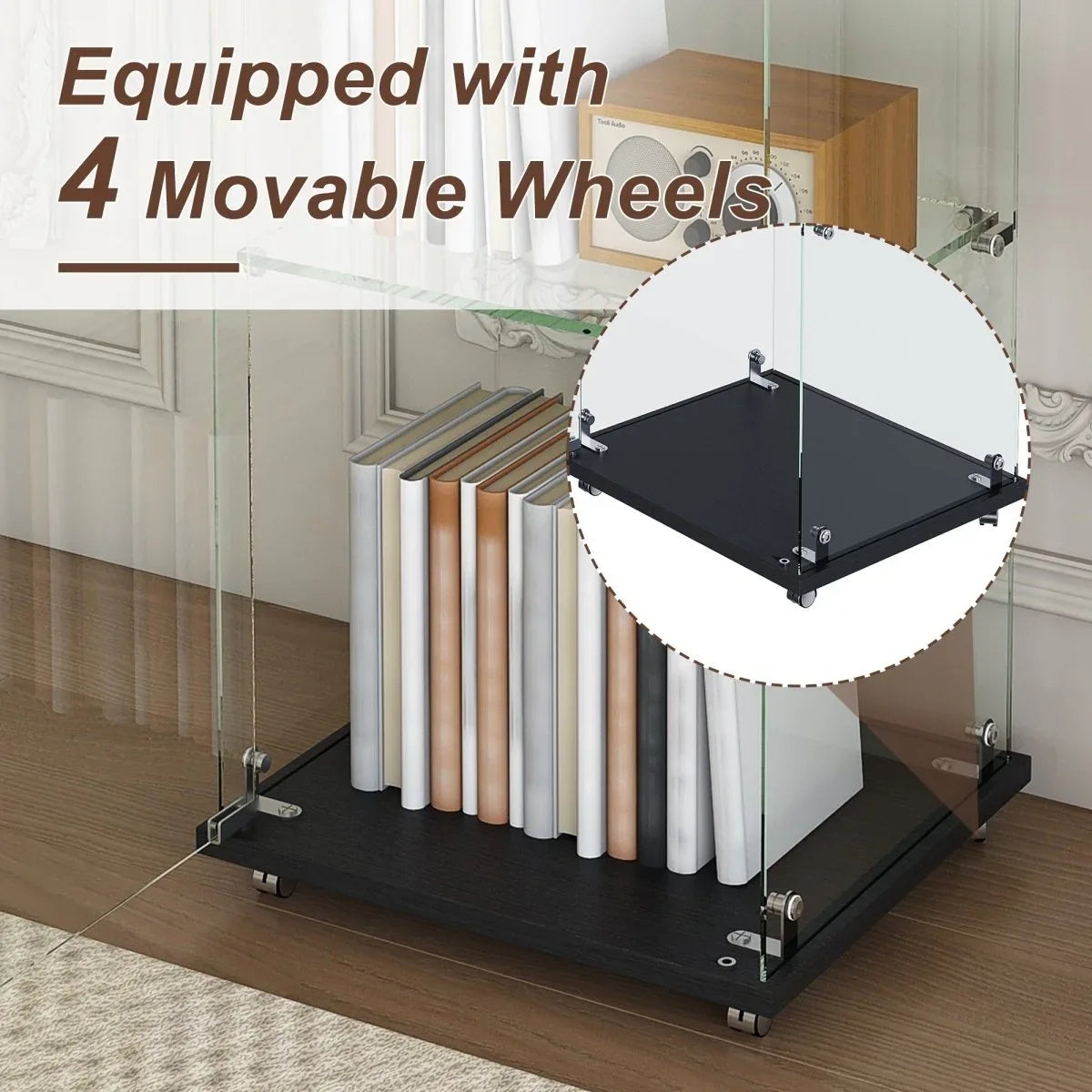 5-Tier Black Tempered Glass Display Cabinet With LED Lighting - Omega Lifestyles