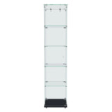 5-Tier Black Tempered Glass Display Cabinet With LED Lighting - Omega Lifestyles