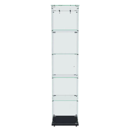 5-Tier Black Tempered Glass Display Cabinet With LED Lighting - Omega Lifestyles