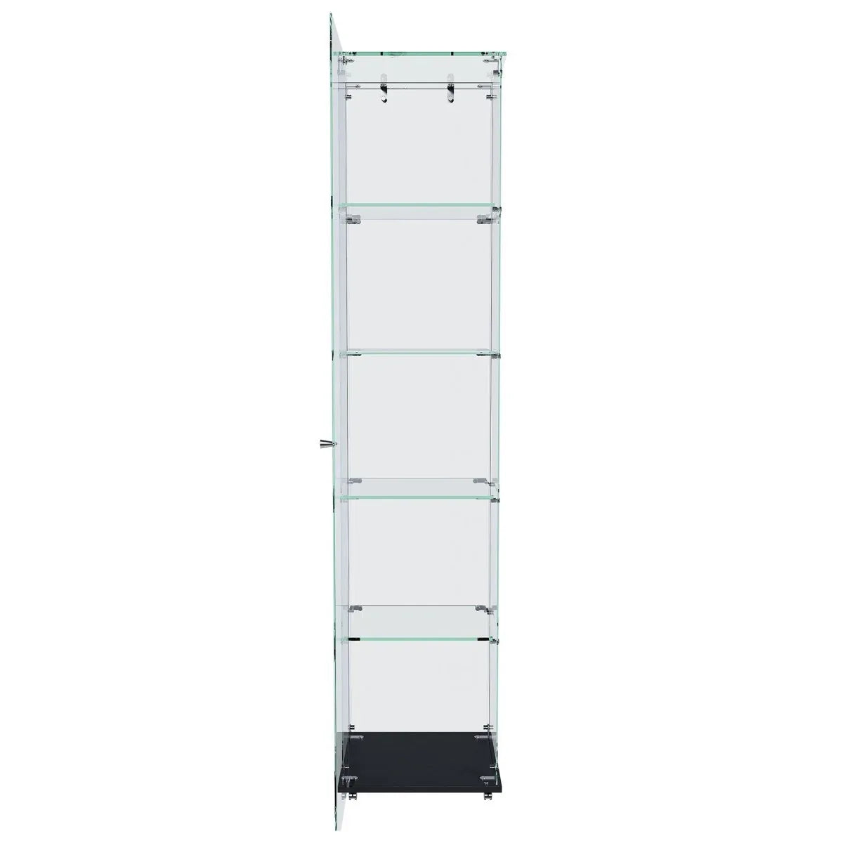 5-Tier Black Tempered Glass Display Cabinet With LED Lighting - Omega Lifestyles