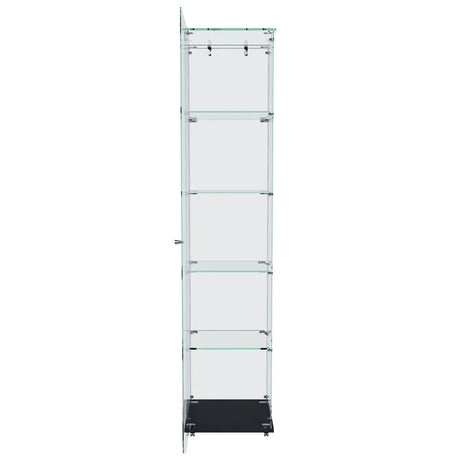 5-Tier Black Tempered Glass Display Cabinet With LED Lighting - Omega Lifestyles