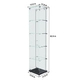 5-Tier Black Tempered Glass Display Cabinet With LED Lighting - Omega Lifestyles