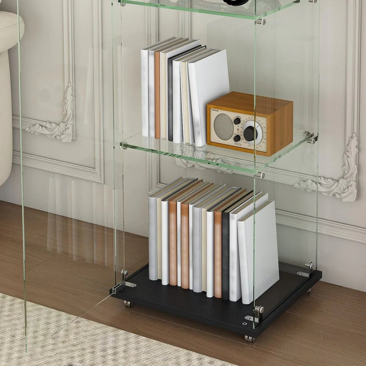 5-Tier Black Tempered Glass Display Cabinet With LED Lighting - Omega Lifestyles