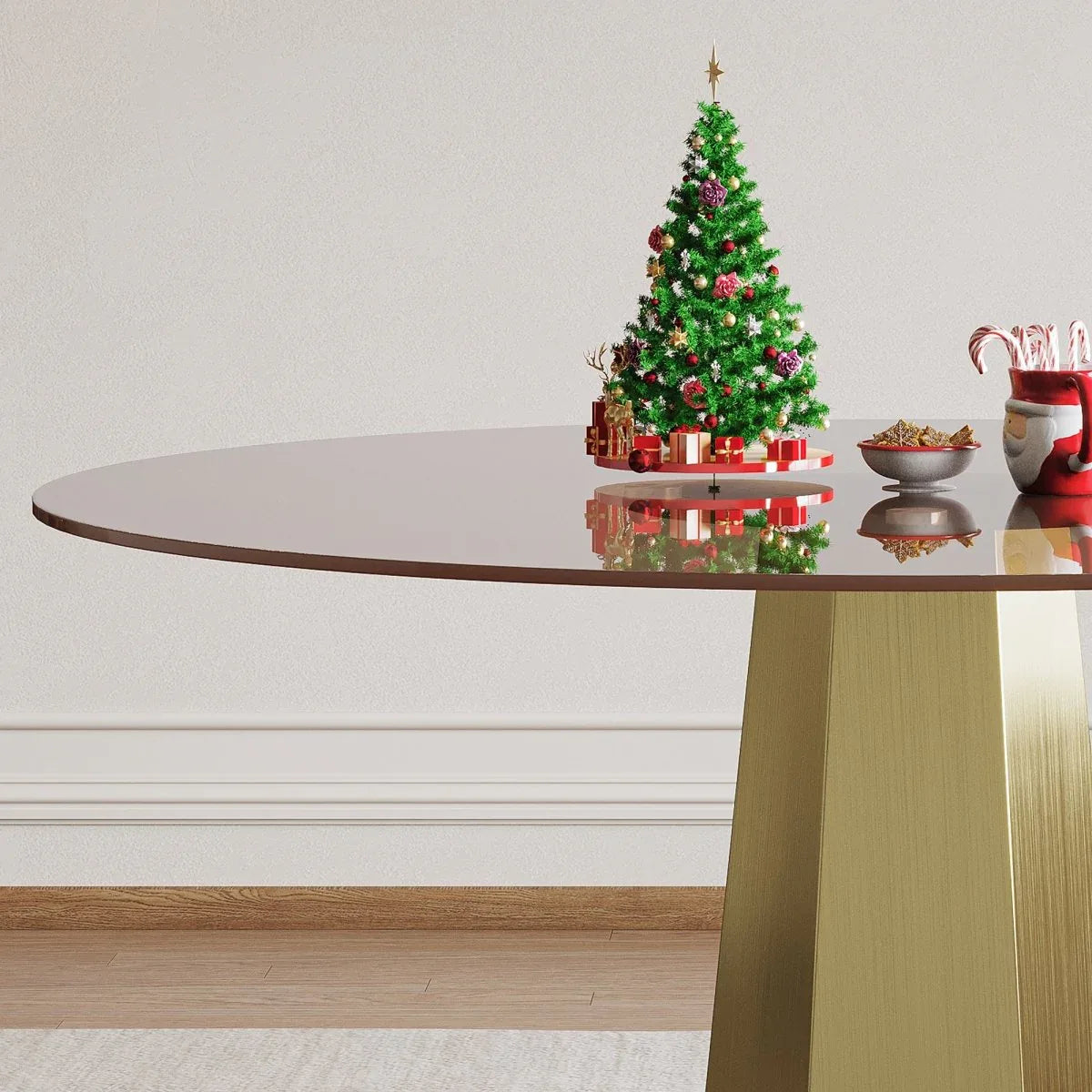 53-Inch 9-Piece Round Smoked Glass Dining Set - Omega Lifestyles