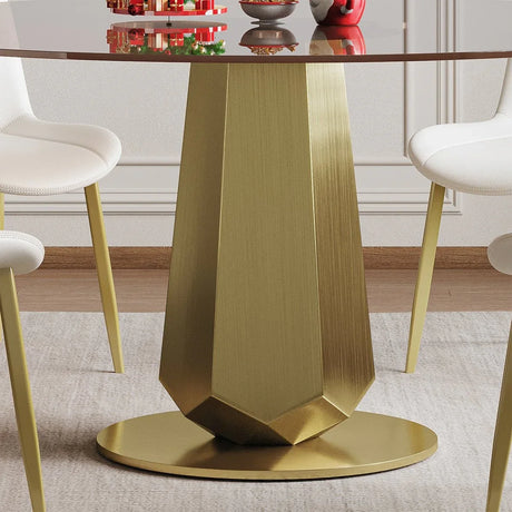 53-Inch 9-Piece Round Smoked Glass Dining Set - Omega Lifestyles