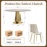 53-Inch 9-Piece Round Smoked Glass Dining Set - Omega Lifestyles