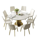 53-Inch Round Sintered Stone 5-Piece Dining Set - Omega Lifestyles