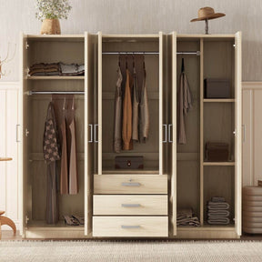 6-Doors Modern Wooden Wardrobe With Drawers - Omega Lifestyles