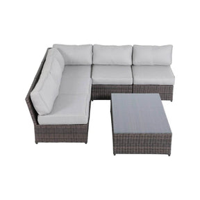6-Piece Brown Wicker Outdoor Rattan Sofa Seating Group With Cushions - Omega Lifestyles