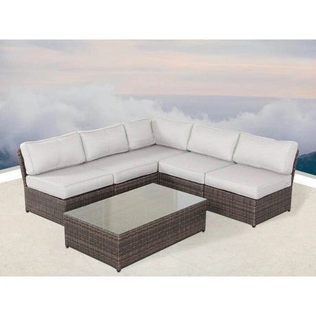 6 - Piece Brown Wicker Outdoor Rattan Sofa Seating Group With Cushions - Serenova - Omega Lifestyles