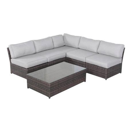 6 - Piece Brown Wicker Outdoor Rattan Sofa Seating Group With Cushions - Serenova - Omega Lifestyles