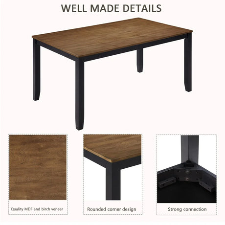 6-Piece Farmhouse Rectangular Dining Table Set With Bench - Omega Lifestyles