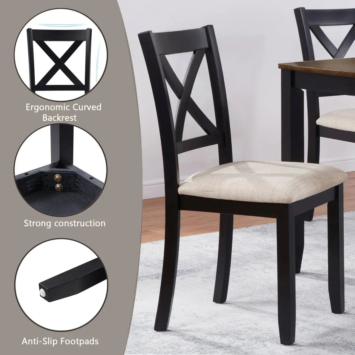 6-Piece Farmhouse Rectangular Dining Table Set With Bench - Omega Lifestyles