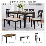 6-Piece Farmhouse Rectangular Dining Table Set With Bench - Omega Lifestyles