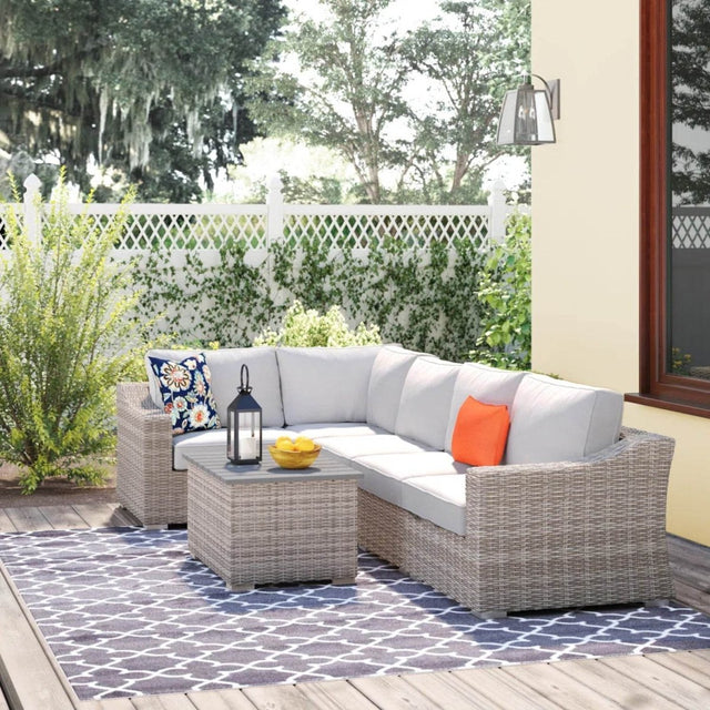 6 - Piece Outdoor Wicker Sectional Seating Set With Cushions - Serenova - Omega Lifestyles