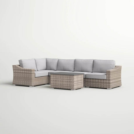 6 - Piece Outdoor Wicker Sectional Seating Set With Cushions - Serenova - Omega Lifestyles