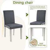 6-Piece Silver Grey Wooden Dining Table Set With Chairs - Omega Lifestyles