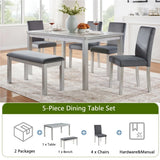6-Piece Silver Grey Wooden Dining Table Set With Chairs - Omega Lifestyles