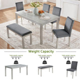 6-Piece Silver Grey Wooden Dining Table Set With Chairs - Omega Lifestyles