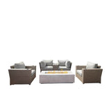 6 - Piece Weather - Resistant Wicker Outdoor Seating Set With Fire Pit - Serenova - Omega Lifestyles