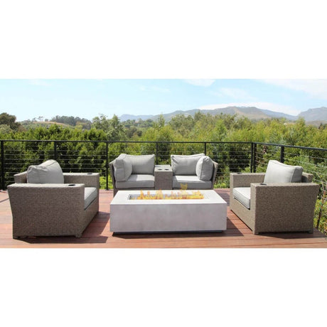 6 - Piece Weather - Resistant Wicker Outdoor Seating Set With Fire Pit - Serenova - Omega Lifestyles