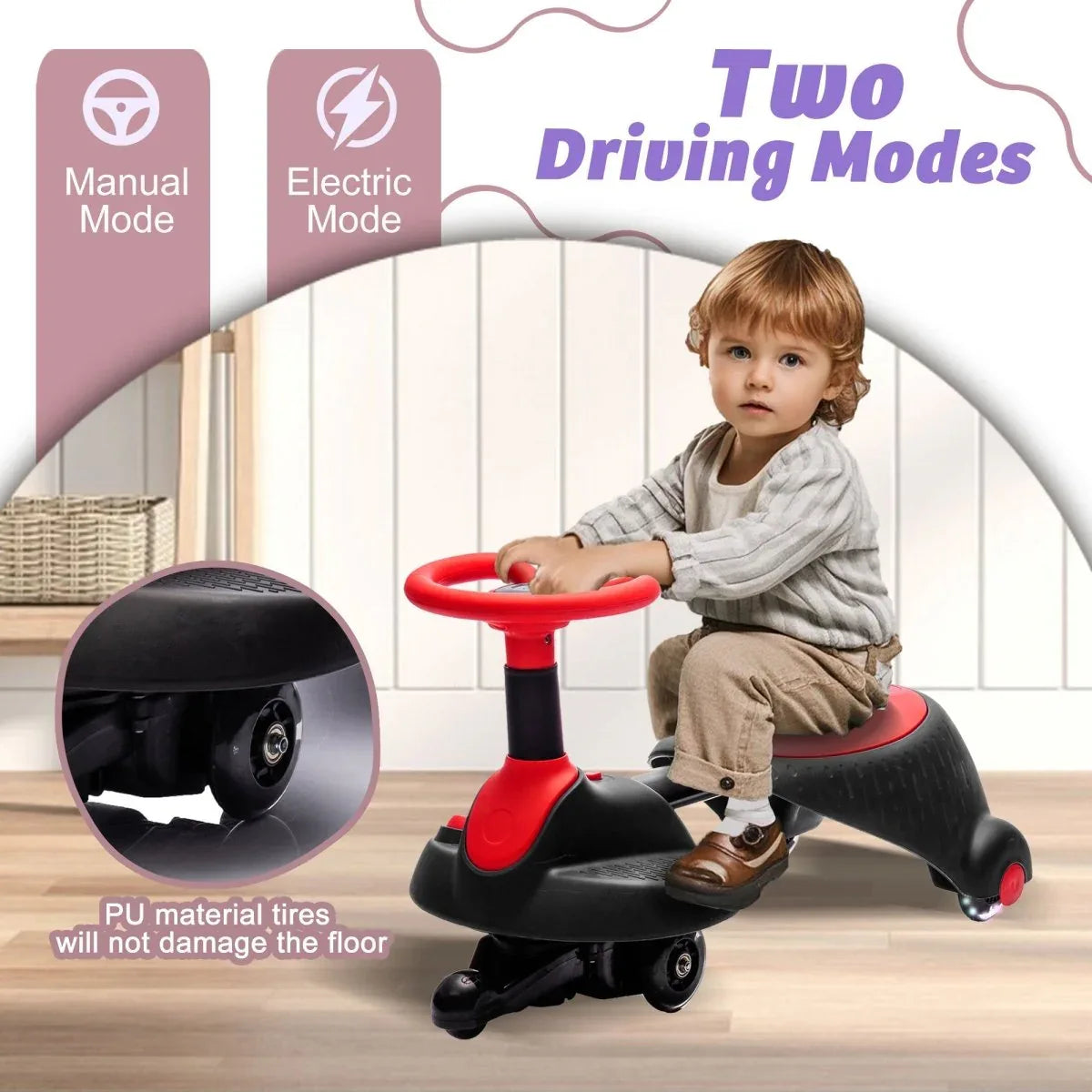 6V Kids Ride-On Electric Wiggle Car With Bluetooth - Omega Lifestyles