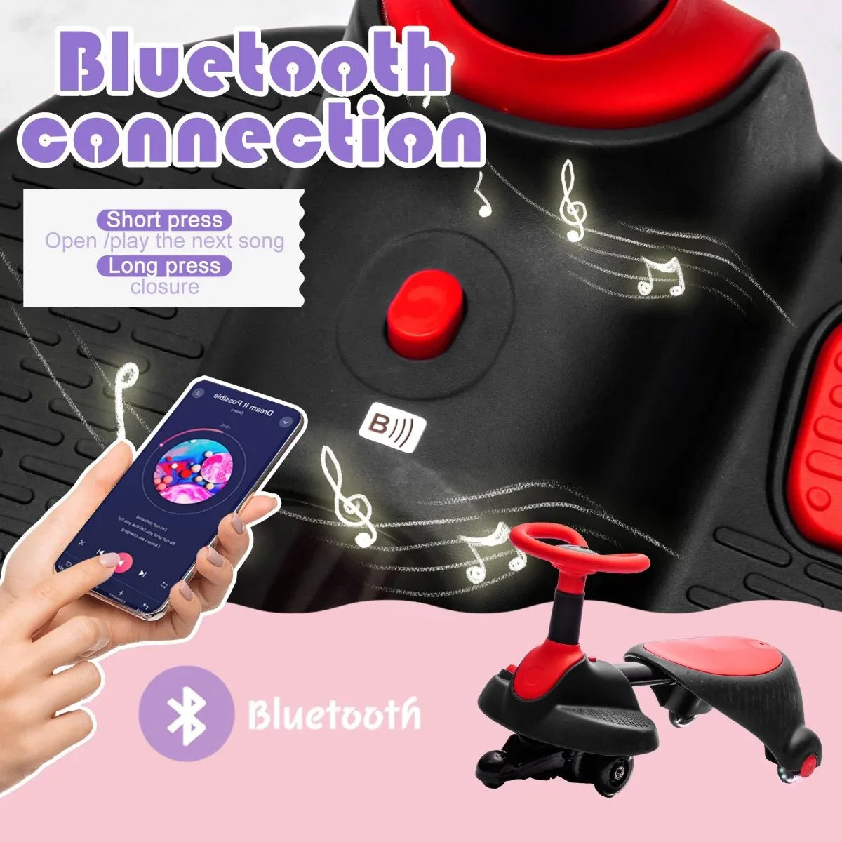 6V Kids Ride-On Electric Wiggle Car With Bluetooth - Omega Lifestyles