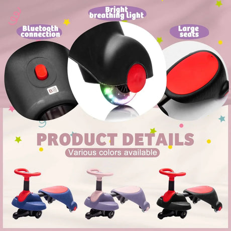 6V Kids Ride-On Electric Wiggle Car With Bluetooth - Omega Lifestyles