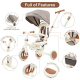 7-in-1 Multifunctional Foldable Baby Tricycle With Canopy - Omega Lifestyles